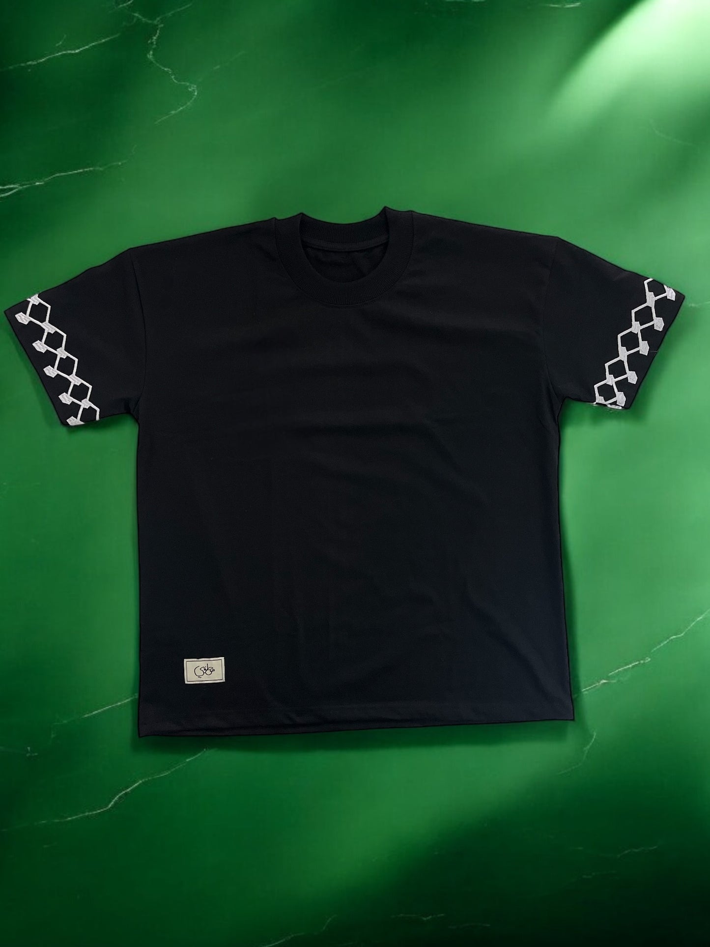 Oversized Embroidered Kuffiyeh T-Shirt -Black