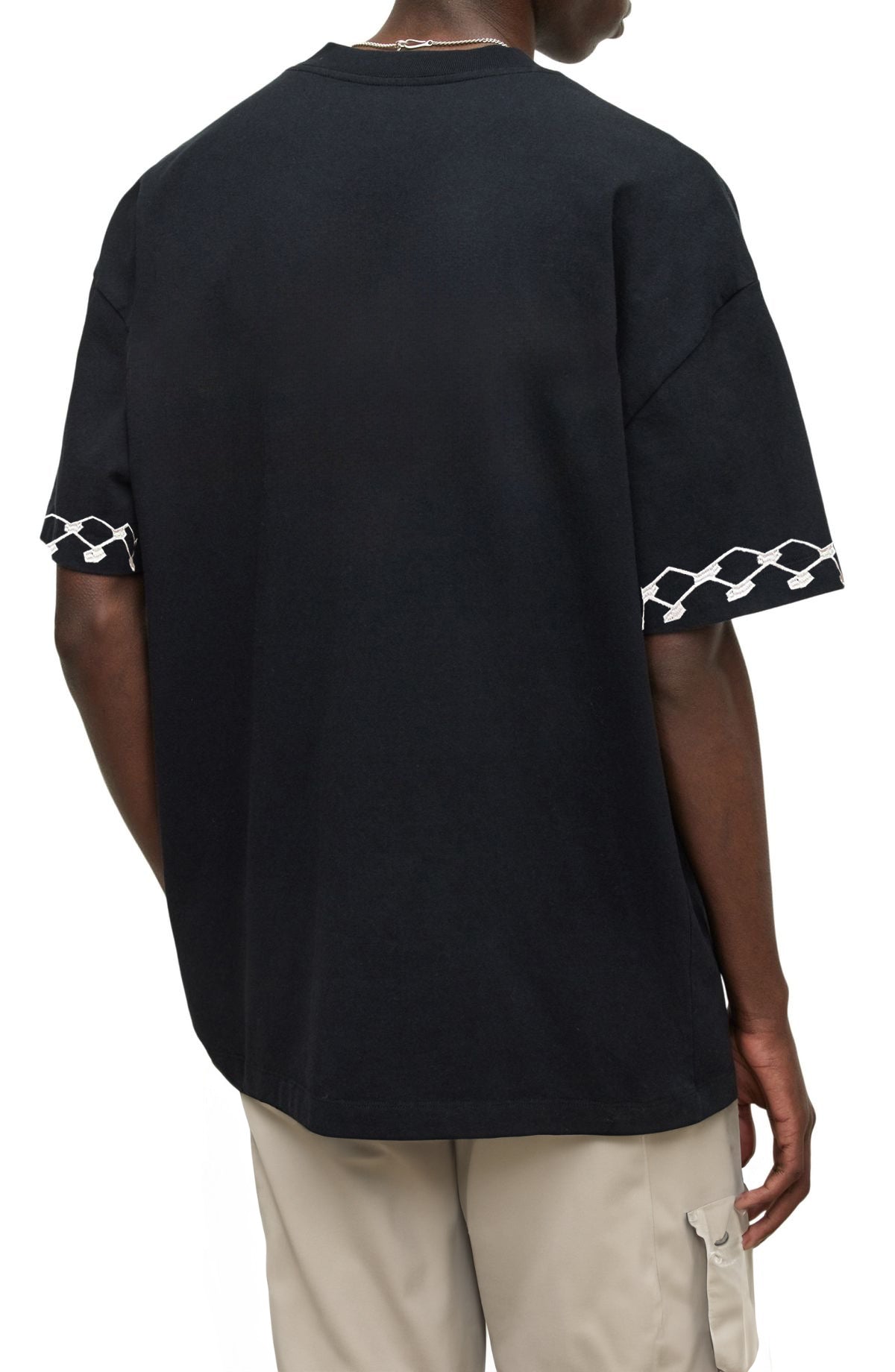 Oversized Embroidered Kuffiyeh T-Shirt -Black